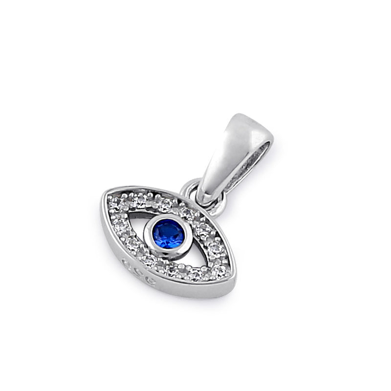Sterling Silver Blue Spinel CZ Eye Pendant