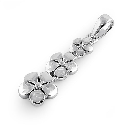 Sterling Silver Triple Plumeria Pendant