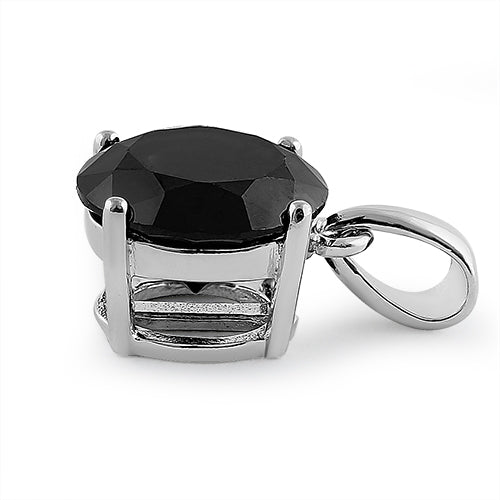 Sterling Silver 10MM Round Black CZ Pendant