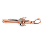 Sterling Silver Winged Cross Clear CZ Rose Gold Pendant