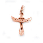 Sterling Silver Winged Cross Clear CZ Rose Gold Pendant
