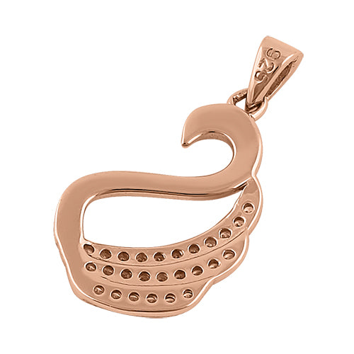 Sterling Silver Rose Gold Plated Swan Clear CZ Pendant