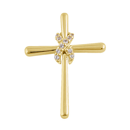 Solid 14K Gold Infinity Hugged Cross Diamond Pendant