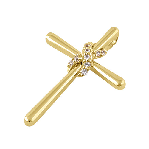 Solid 14K Gold Infinity Hugged Cross Diamond Pendant
