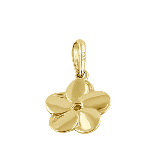 Solid 14K Gold Plumeria Diamond Pendant