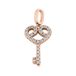 Sterling Silver Rose Gold Plated Elegant Heart Key Clear CZ Pendant