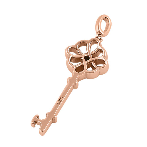 Sterling Silver Rose Gold Plated Key Pendant