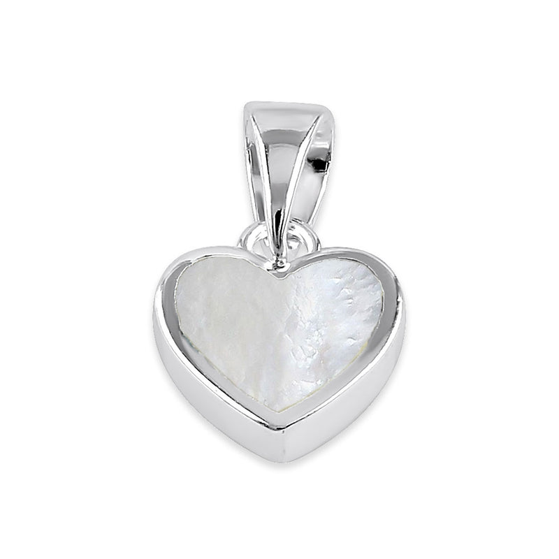 Sterling Silver Small Heart Mother of Pearl Pendant