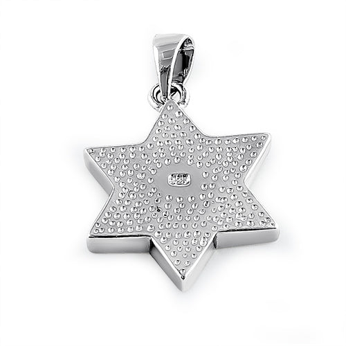 Sterling Silver Blue Lab Opal Star of David Pendant