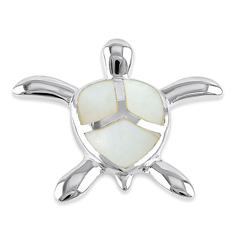 Sterling Silver Mother of Pearl Turtle Pendant