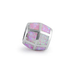 Sterling Silver Pink Lab Opal Slider Bead Pendant