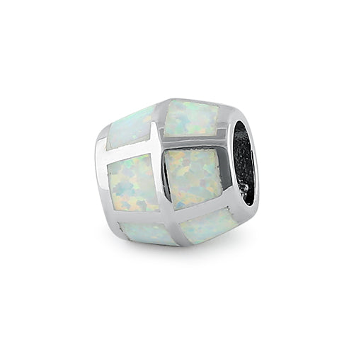 Sterling Silver White Lab Opal Slider Bead Pendant