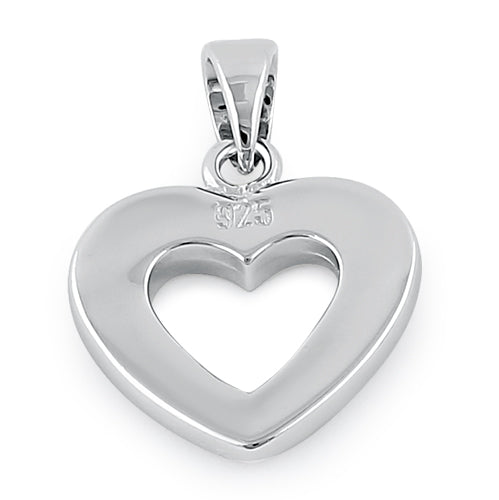 Sterling Silver Pink Lab Opal Hollow Heart Pendant