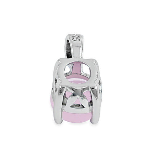 Sterling Silver Milky Pink CZ Oval Pendant