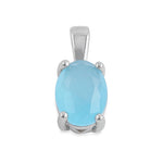 Sterling Silver Milky Blue CZ Oval Pendant