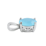Sterling Silver Milky Blue CZ Oval Pendant