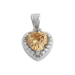 Sterling Silver Small Champagne CZ Heart Pendant