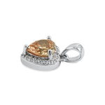 Sterling Silver Small Champagne CZ Heart Pendant