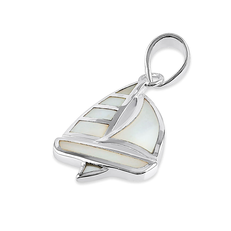 Sterling Silver Mother of Pearl Sailboat Pendant