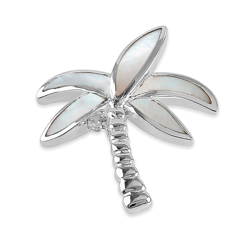 Sterling Silver Coconut Palm Tree Mother of Pearl CZ Pendant