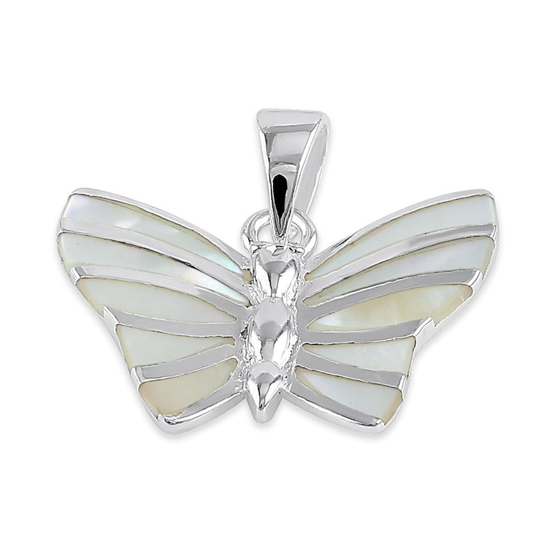 Sterling Silver Butterfly Mother of Pearl Pendant