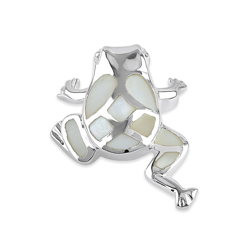 Sterling Silver Mother of Pearl Frog Pendant