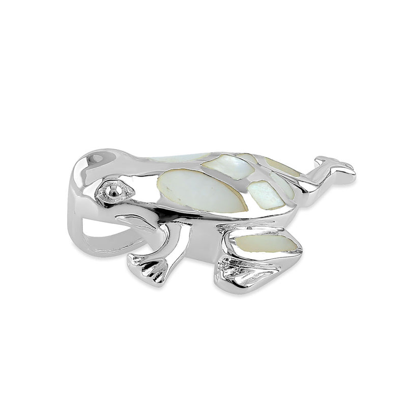 Sterling Silver Mother of Pearl Frog Pendant