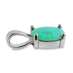 Sterling Silver Green Lab Opal Oval Pendant