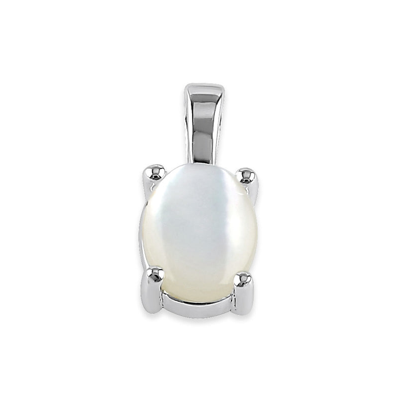 Sterling Silver Mother of Pearl Oval Pendant
