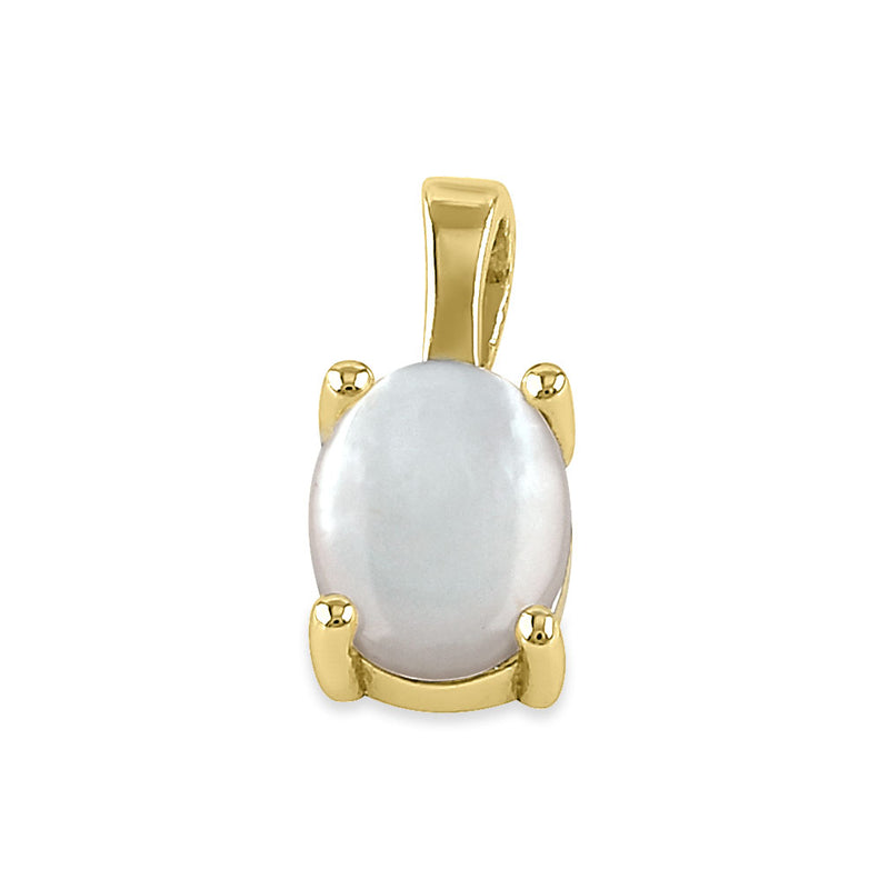 Sterling Silver Gold Plated Mother of Pearl Oval Pendant