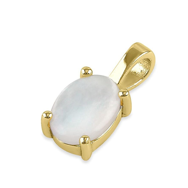 Sterling Silver Gold Plated Mother of Pearl Oval Pendant