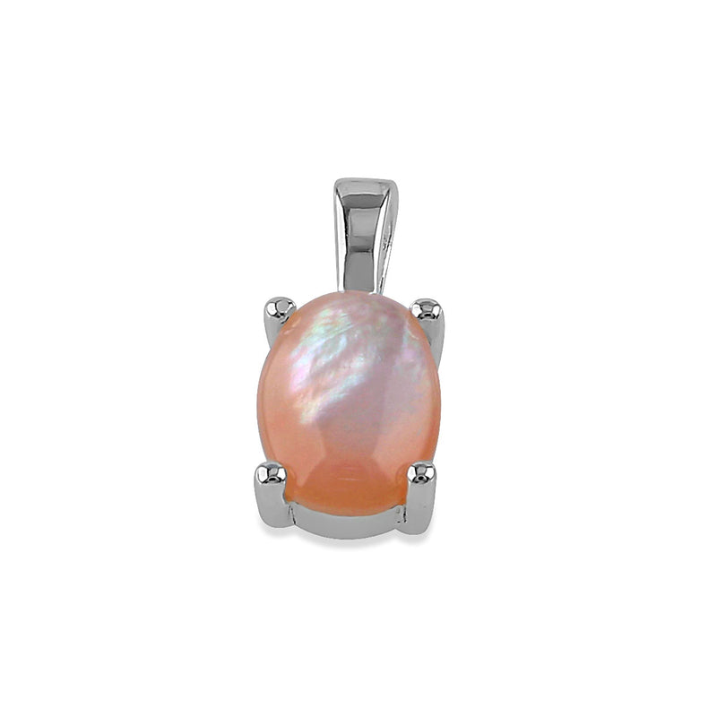 Sterling Silver Pink Mother of Pearl Oval Pendant