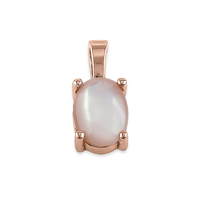 Sterling Silver Rose Gold Plated Pink Mother of Pearl Oval Pendant