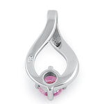 Sterling Silver Twist Blue Lab Opal & Pink Round Cut CZ Pendant