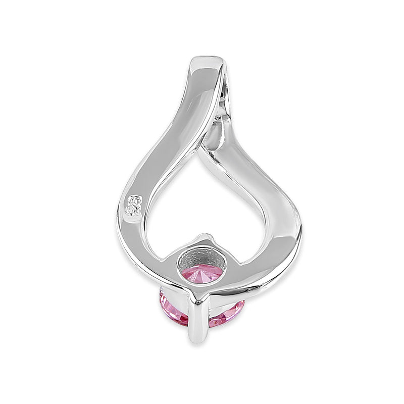 Sterling Silver Mother of Pearl Twist & Pink CZ Pendant
