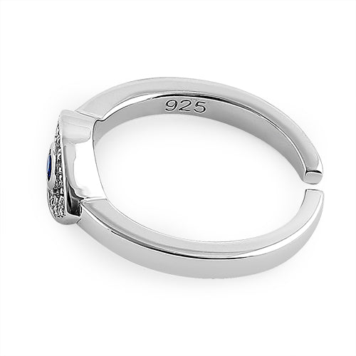 Sterling Silver Evil Eye Blue CZ Toe Ring