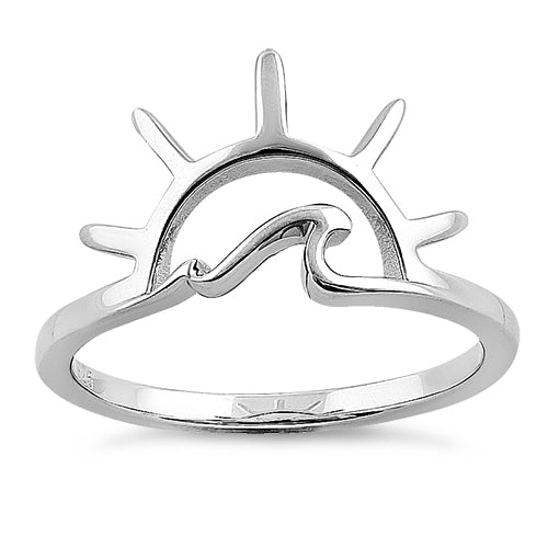Sterling Silver Sun & Wave Ring