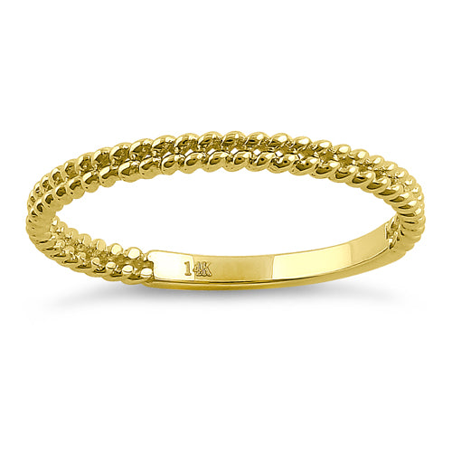 Solid 14K Yellow Gold Double Beaded Ring