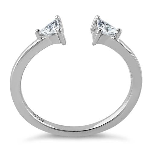 Sterling Silver Double Triangle Cut Clear CZ Ring