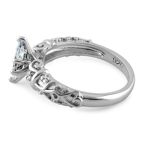 Sterling Silver Wild Vines Marquise Cut Clear CZ Ring