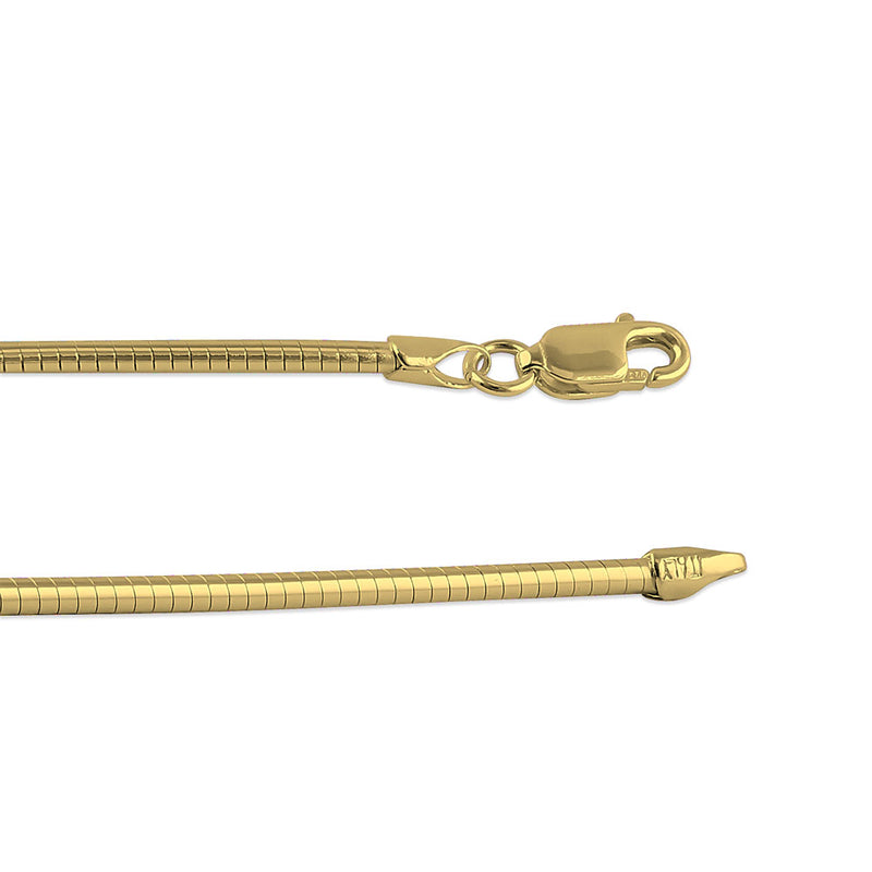 14K Gold Plated Sterling Silver Wired Round Omega Chain 1.3MM