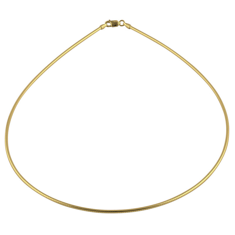 14K Gold Plated Sterling Silver Wired Round Omega Chain 1.3MM