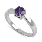 Sterling Silver 6mm Round Amethyst CZ Ring
