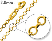 14K Gold Plated Sterling Silver Rollo Chain 2.0MM