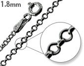 Black Rhodium Sterling Silver Rollo Chain 1.8MM