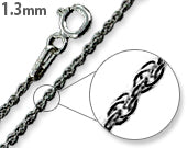 Black Rhodium Sterling Silver Rope Chain 1.3 MM