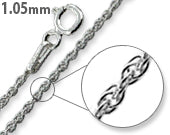 Rhodium Sterling Silver Rope Chain 1.05MM