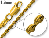 14K Gold Plated Sterling Silver Rope Chain 1.8MM