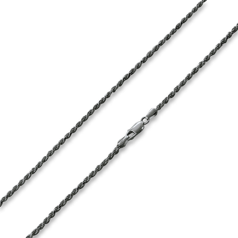 Black Rhodium Sterling Silver Rope Chain 2.3MM