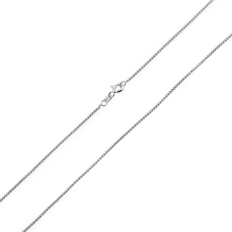 Sterling Silver Round Box Chain Necklace 1.1mm